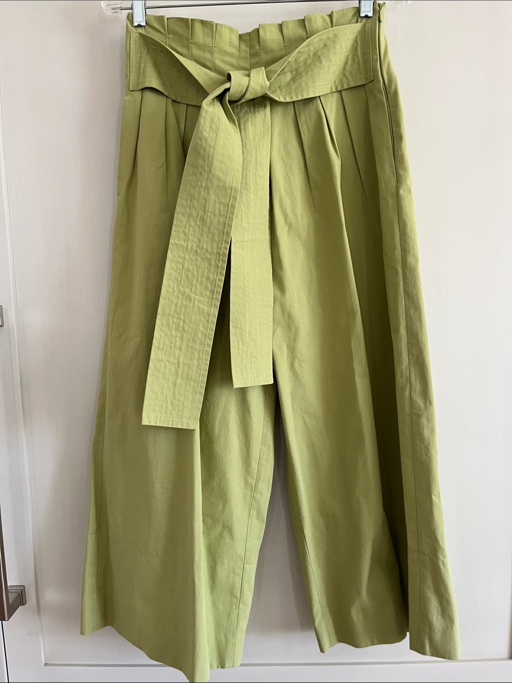 Rejina Pyo Olive Green Wide Leg Belted Pants